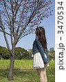 桜をみあげる女性 桜をみあげる女性