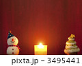 雪だるまとクリスマスツリーとキャンドル