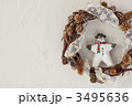 クリスマスリースと雪だるま
