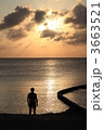 夕日と男