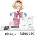 PCを使う受付嬢