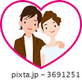 ハートに囲まれたカップル