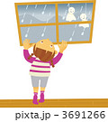 家の窓から雨の外をのぞ子供