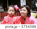 親子で七五三詣（3歳・全身・笑顔）