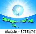 世界地図の上に浮かぶ地球