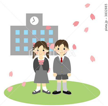 入学典礼 新生 小学一年级学生-插图图库 [3832665]