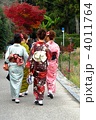 京都　嵐山　和装女性