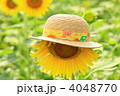 ひまわりと麦わら帽子