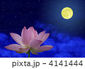蓮の花と月