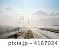地吹雪　冬の道