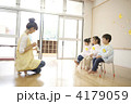 本を読み聞かせる先生と園児