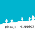 ペンギンのシルエット（背景水色）