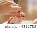 赤ちゃんの手を握る母の手