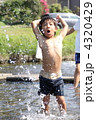 男の子の川遊び