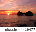 円月島と夕日
