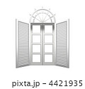 半円窓 観音開きの洋風窓 白 正面　CG 白背景 