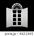 半円窓 観音開きの洋風窓　正面　CG　黒背景