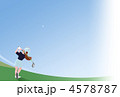 ゴルフ女子背面青空