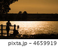 彩湖と夕日