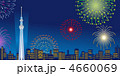 スカイツリーと花火　横構図