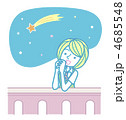 星に願いごとをする女性
