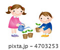 植物を育てる子供