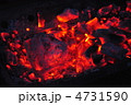 BBQ　炭火　薪　暗闇の光