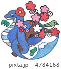2013年巳年年賀状用イラスト素材（蛇と鶯と梅と富士山）