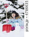 子供と雪だるま 子供と雪だるま