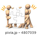 4人で協力した成果を表す3DCGイラスト
