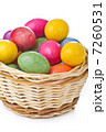 colorful easter eggs in basket