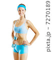 a sports girl with dumbbell isolated a sports girl with dumbbell isolated