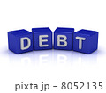 DEBT word on blue cubes