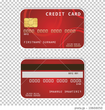 插图素材: red credit card banking concept front and back view