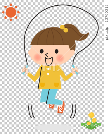 插图素材: 女孩跳绳