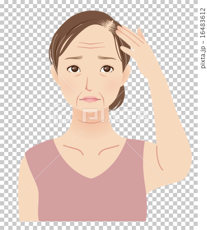 插图素材: 女性瘦弱的头发成熟年龄