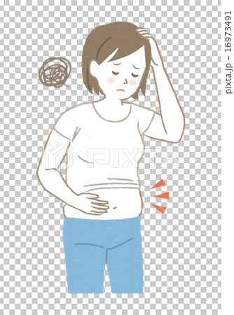 图库插图: 遭受胃脂肪的女性例证