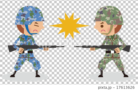 插图素材: 打击敌对战斗的士兵形象(亚洲·日本)