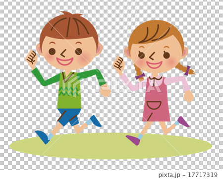 插图素材: 向前戳的年轻男孩和女孩