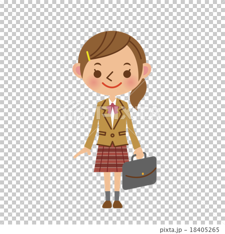 插图素材 初中女生和高中女生与西装外套
