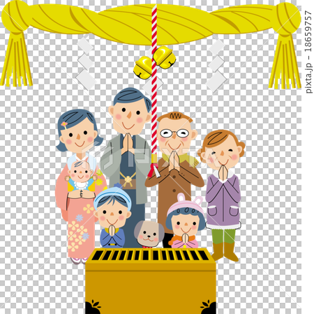 插图素材: 新年到参拜