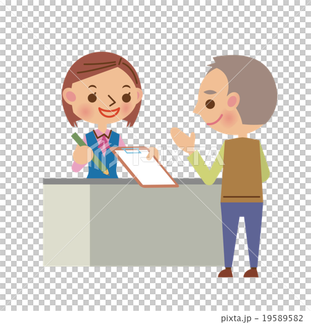 图库插图: 接待处工作人员接受录取(录入说明)