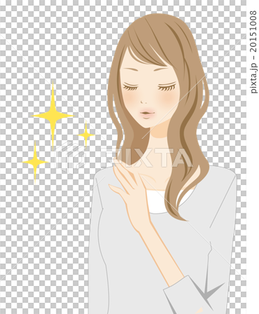 插图素材: 妇女微笑著僵硬的肩膀改善