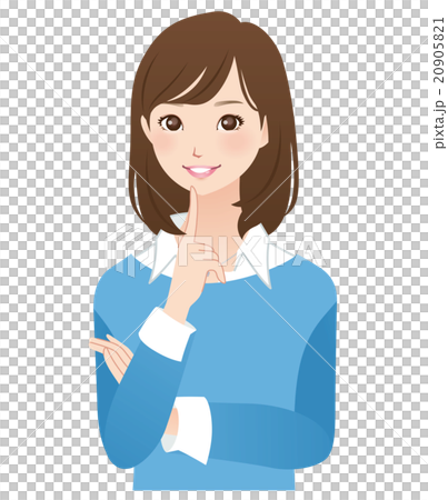 插图素材: 女性思维姿势面部表情