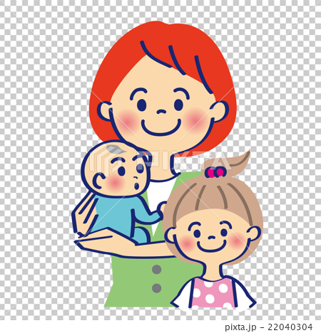 插图素材: 妈妈抱著一个婴儿