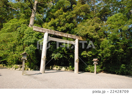 写真素材 一の鸟居(伊势神宫外宫(豊受大神宫/三重県伊势市豊川町)