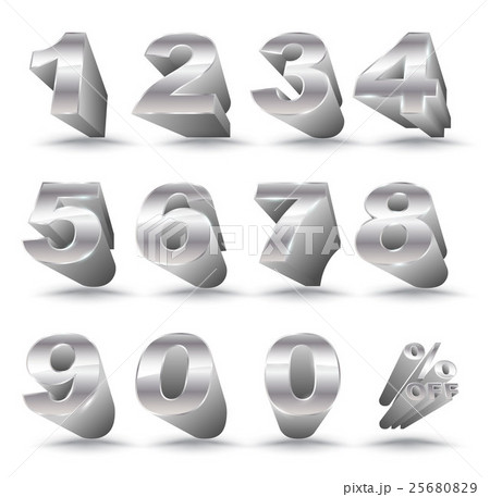 Three dimensional number set 0 9 with percent のイラスト素材 25680829 PIXTA