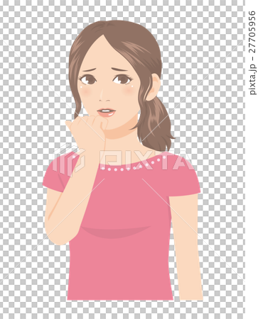 姿势/表情/动作 情绪 不安/焦虑 插图 女性的面部焦虑抑郁忧虑 首页