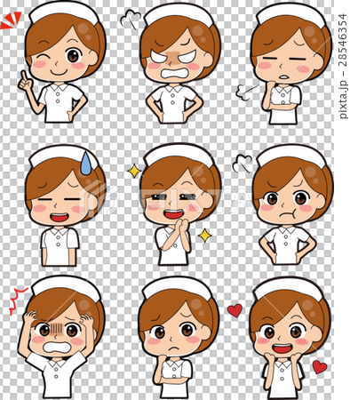 图库插图: 护士的各种表情变化图