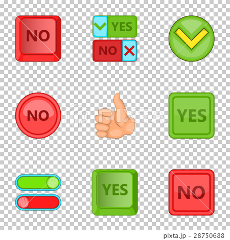 图库插图 yes and no sign icons set cartoon style